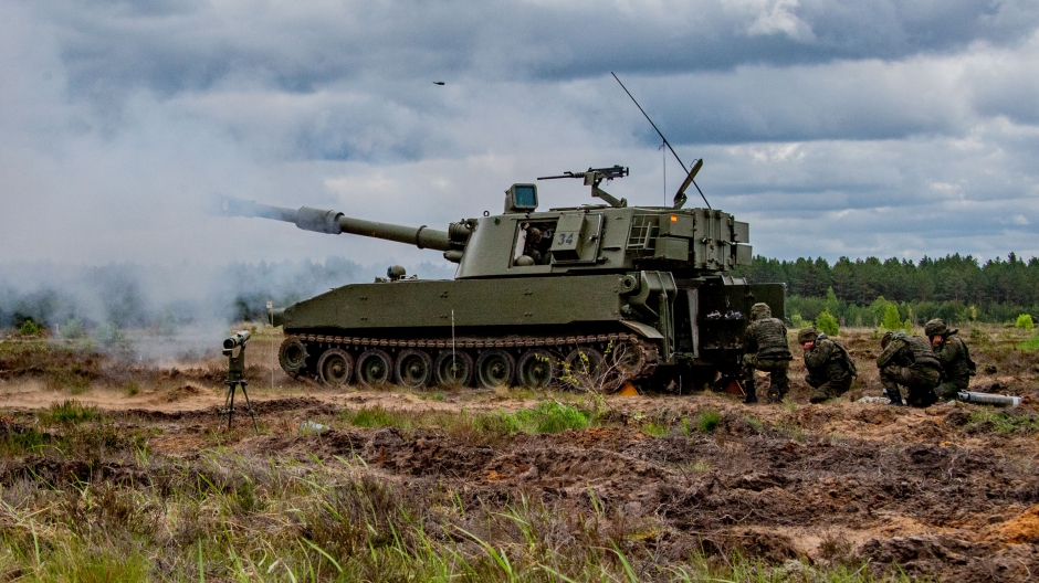 Un carros de combate durante los ejercicios Summer Shield en Letonia