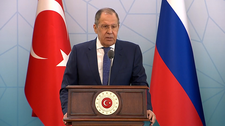 Lavrov en rueda de prensa en su visita por Turquía