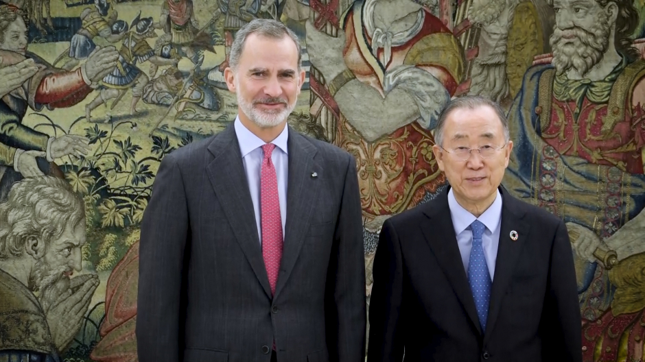 Felipe VI recibe a Ban Ki-Moon, exsecretario general de la ONU