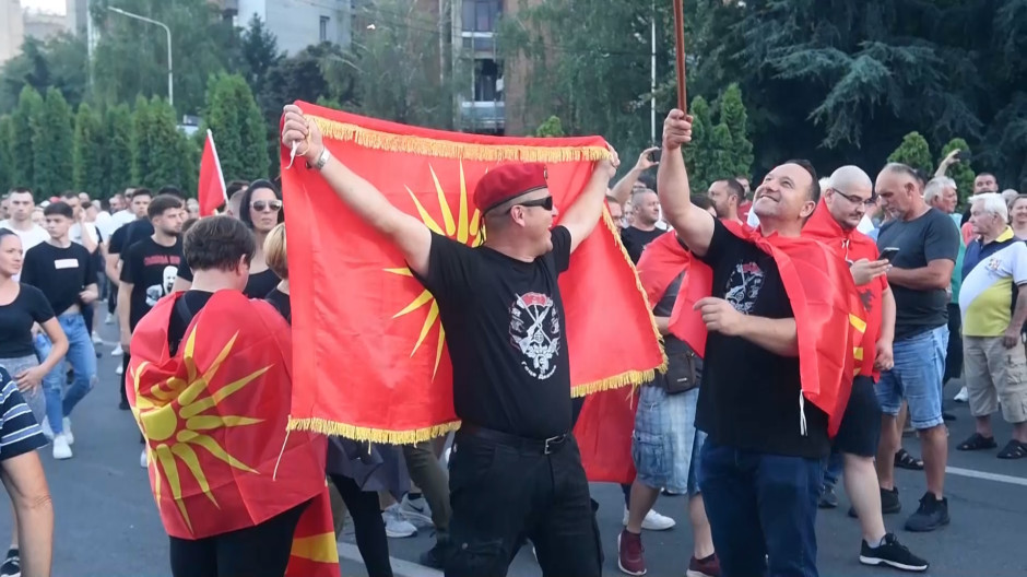 Manifestantes en Macedonia