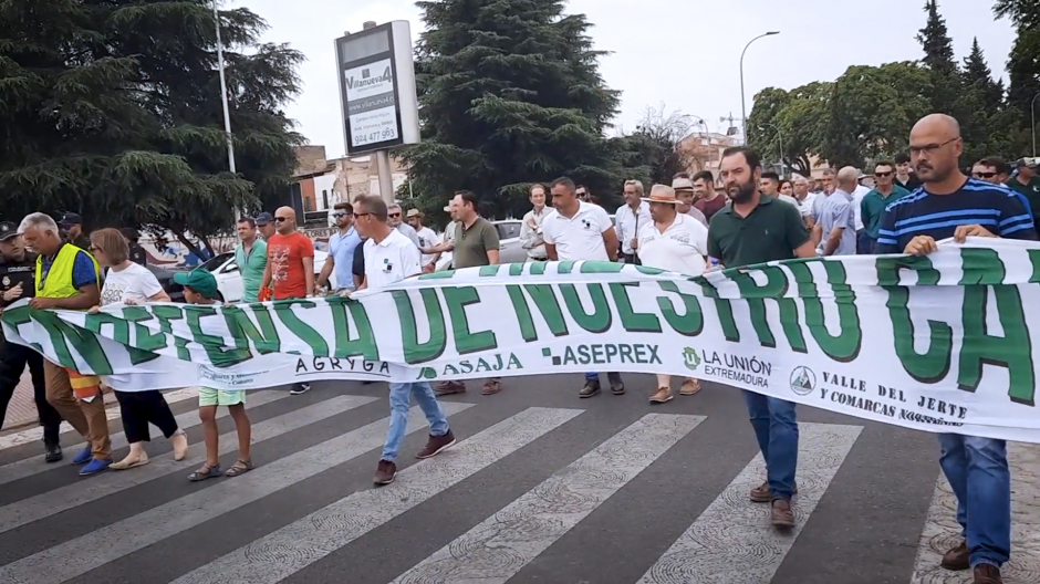 Imagen de la manifestación de agricultores, Badajoz