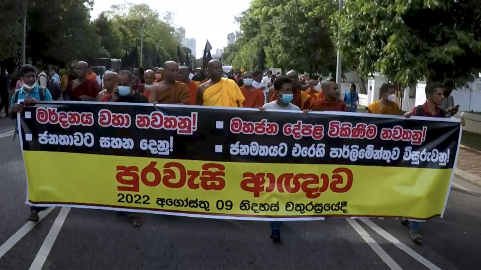 Imagen de los manifestantes de Sri Lanka