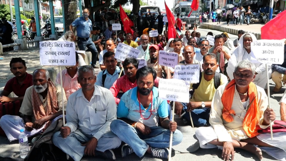 Nepalíes manifestándose