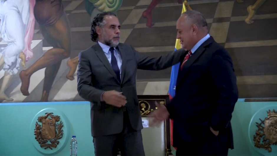 Imagen del presidente de Colombia, Gustavo Petro y el presidente del Parlamento Nacional venezolano, Jorge Rodríguez