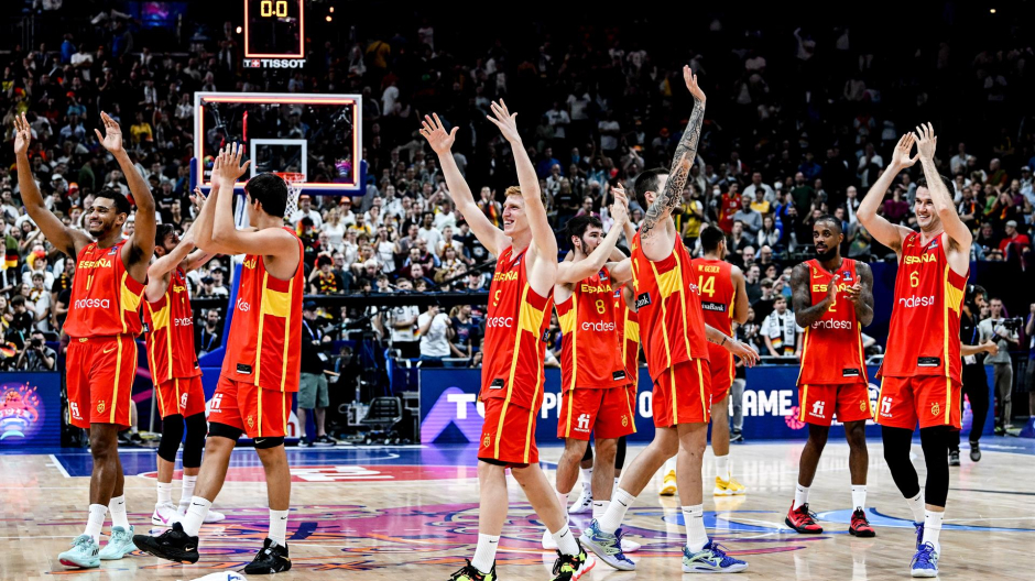 Los jugadores de la selección española de baloncesto