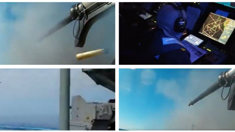 Secuencia de las maniobras entre la fragata Canarias y dos Eurofighter del Ejército del Aire