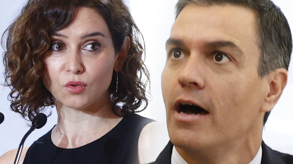 La presidenta de la Comunidad de Madrid y Pedro Sánchez