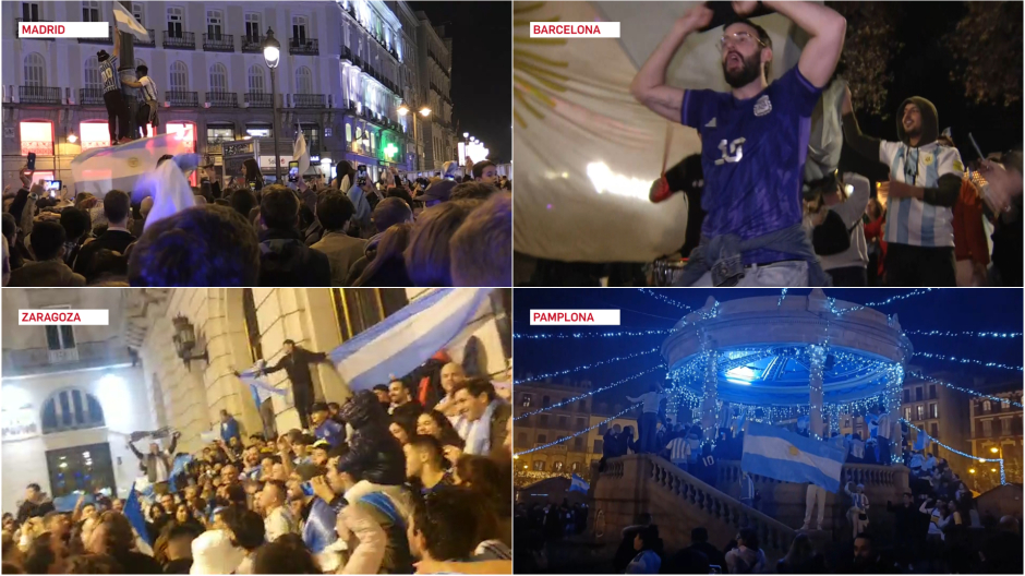 Los argentinos celebran la victoria en el Mundial en las calles de toda España