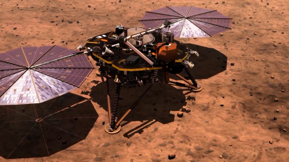 Imagen de la nave de la misión Insight en Marte