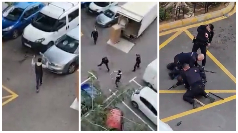 Un hombre ataca a la Policía con un palo y revienta coches en Fuengirola