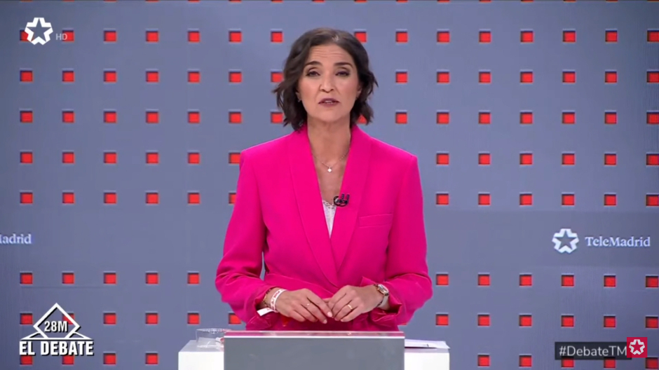La candidata socialista a la alcaldía de Madrid, Reyes Maroto, durante el debate de Telemadrid