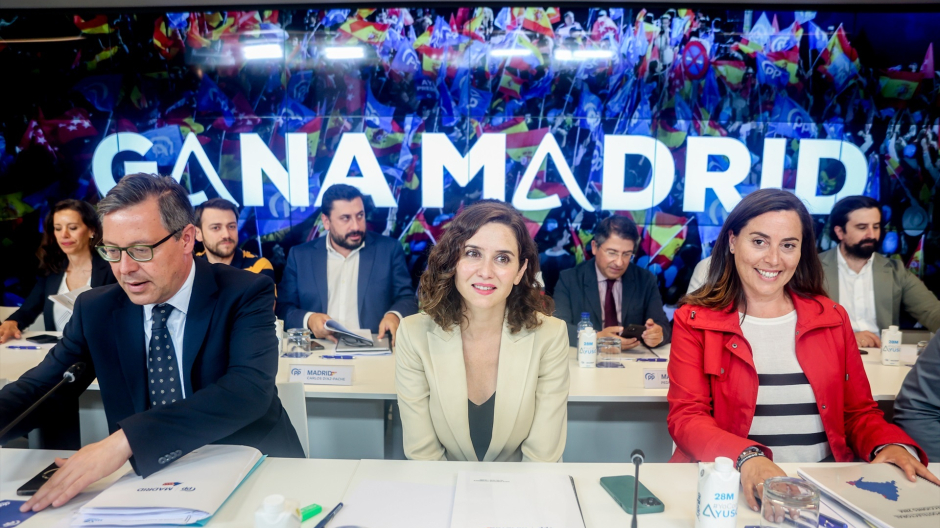 La presidenta del PP de Madrid, Isabel Díaz Ayuso, presidiendo la Junta Directiva Autonómica