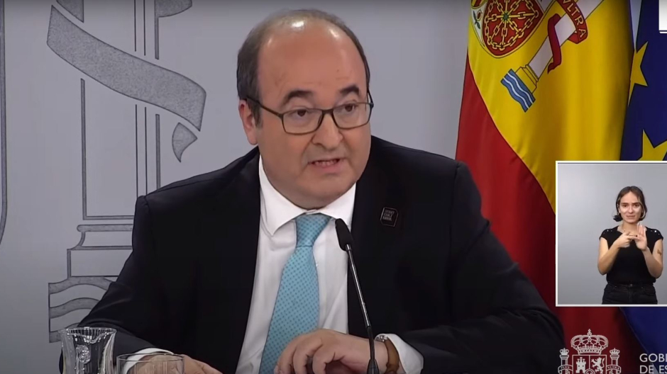 El ministro de Cultura, Miquel Iceta, durante la rueda de prensa posterior al Consejo de Ministros