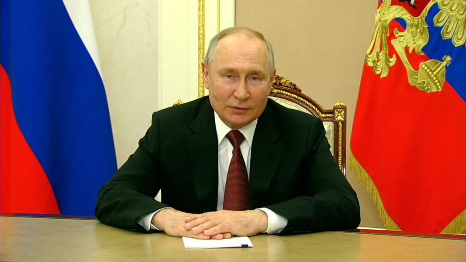 Vladimir Putin, presidente de Rusia, durante su intervención pública