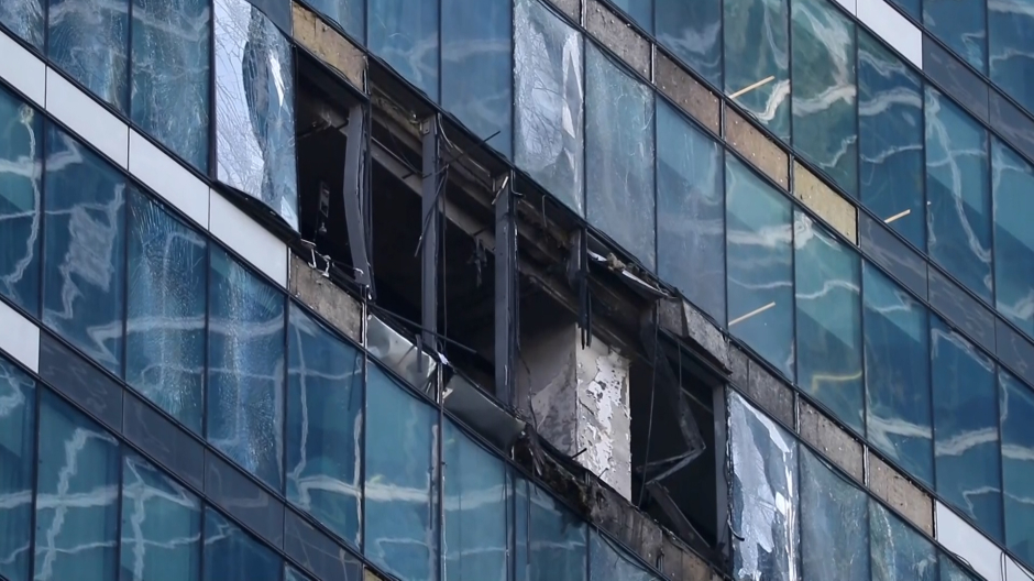 Un dron impacta un edificio comercial en Moscú