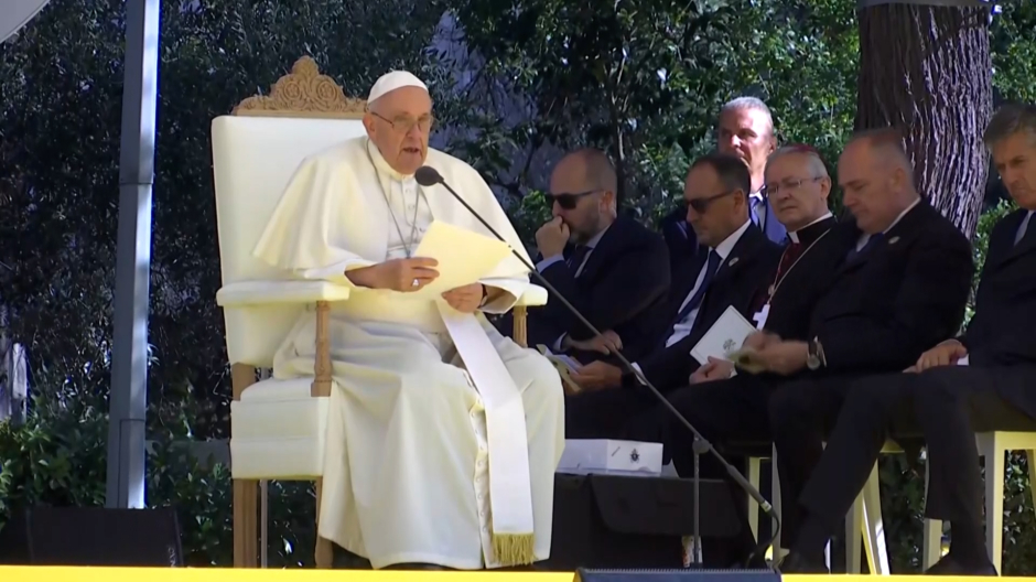 El Papa durante su discurso