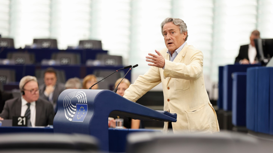 Hermann Tertsch, durante su intervención en el Parlamento europeo