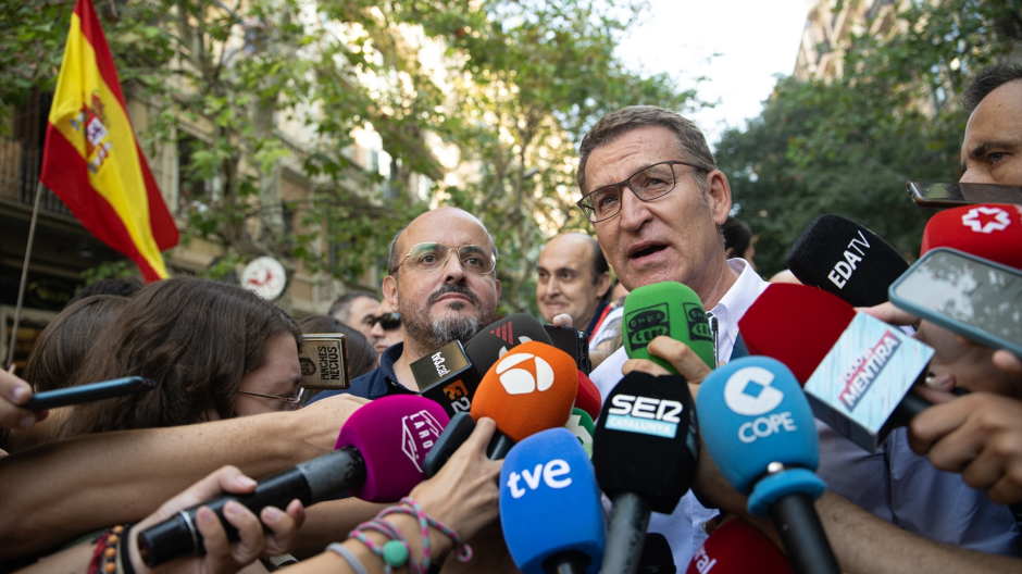 Alberto Núñez Feijóo, líder del PP, ha acudido a la protesta condenando enérgicamente una amnistía