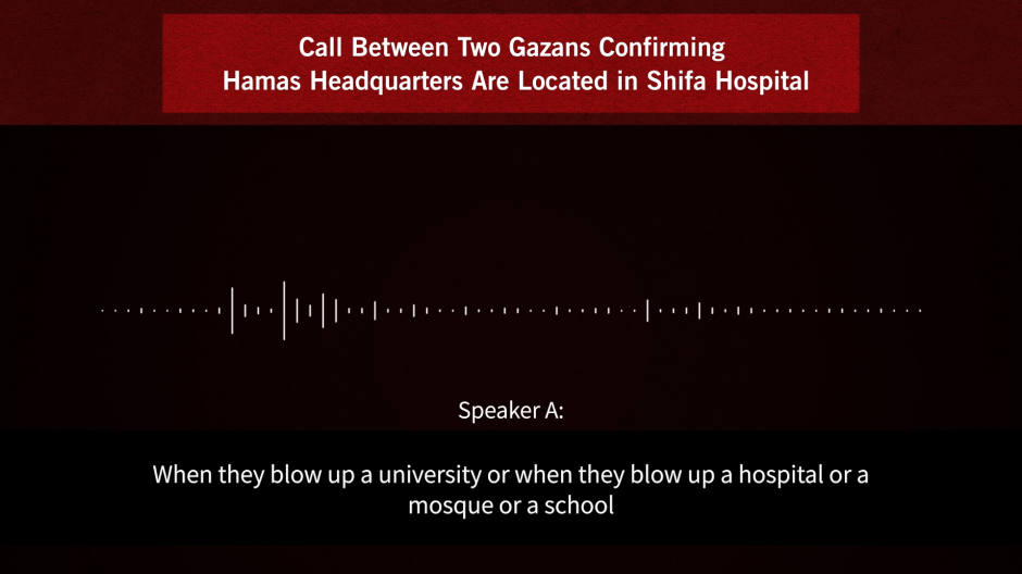 Extracto de la conversación en la que se dice que Hamás tiene sus bases bajo el Hospital Shifa