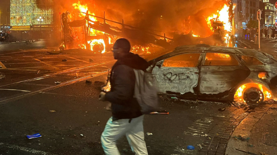 Imagen de los disturbios en Dublín, Irlanda