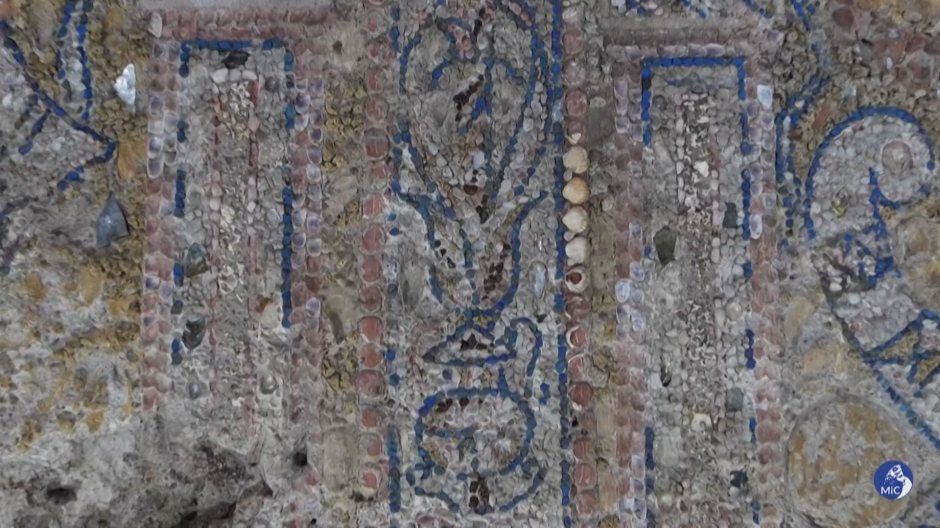 Fotograma del mosaico hallado en la casa, en Roma