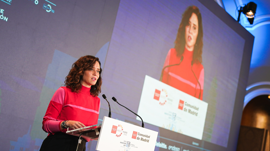 La presidenta de la Comunidad de Madrid, Isabel Díaz Ayuso, en el Foro XIV Spain Investors Day