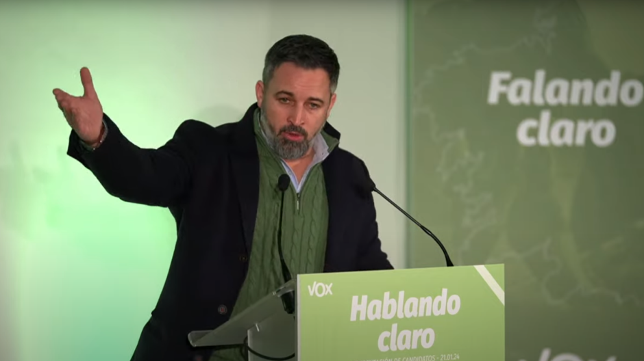 Santiago Abascal, durante su intervención en la presentación de los candidatos de su partido en Galicia