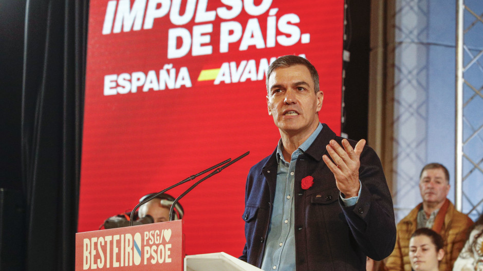 Pedro Sánchez, durante el mitin del PSOE celebrado este sábado en Lugo