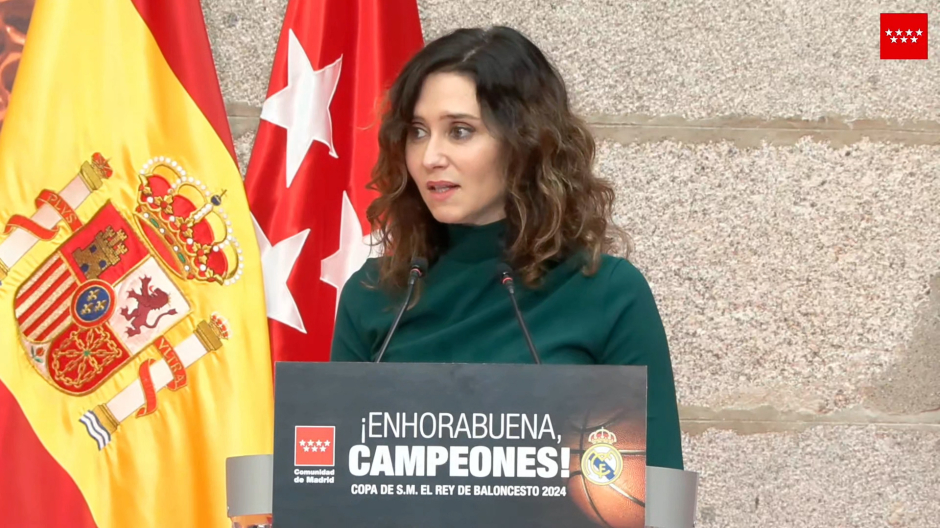 La presidenta de la Comunidad de Madrid, Isabel Díaz Ayuso, en la rueda de prensa
