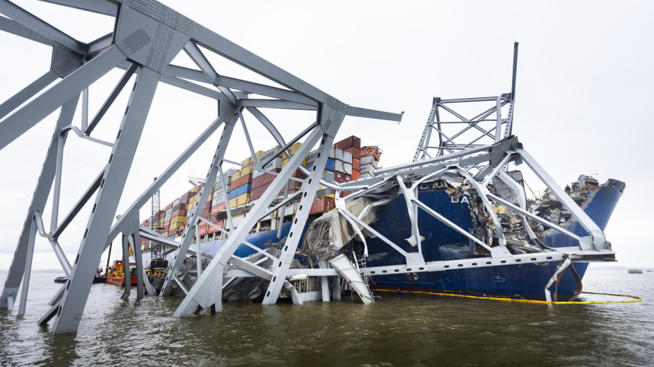 El puente de Baltimore tras el accidente