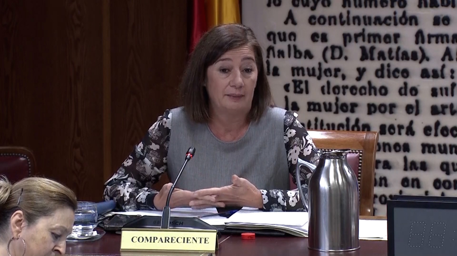 Francina Armengol durante su declaración en la comisión de investigación que se celebra en el Senado