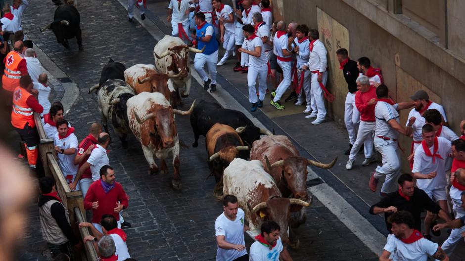 Así ha sido el segundo encierro de San Fermín 2024 con toros de Cebada Gago que deja seis  heridos