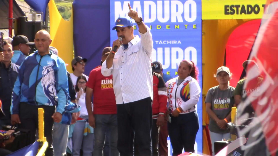 Nicolás Maduro da un mitin en San Cristóbal, Venezuela