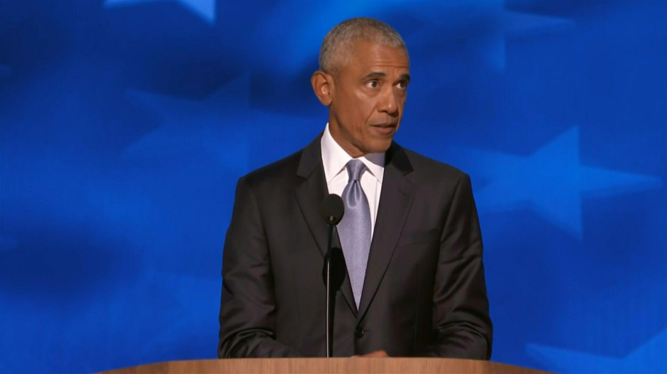 El expresidente Obama durante su discurso en la Convención Nacional Republicana