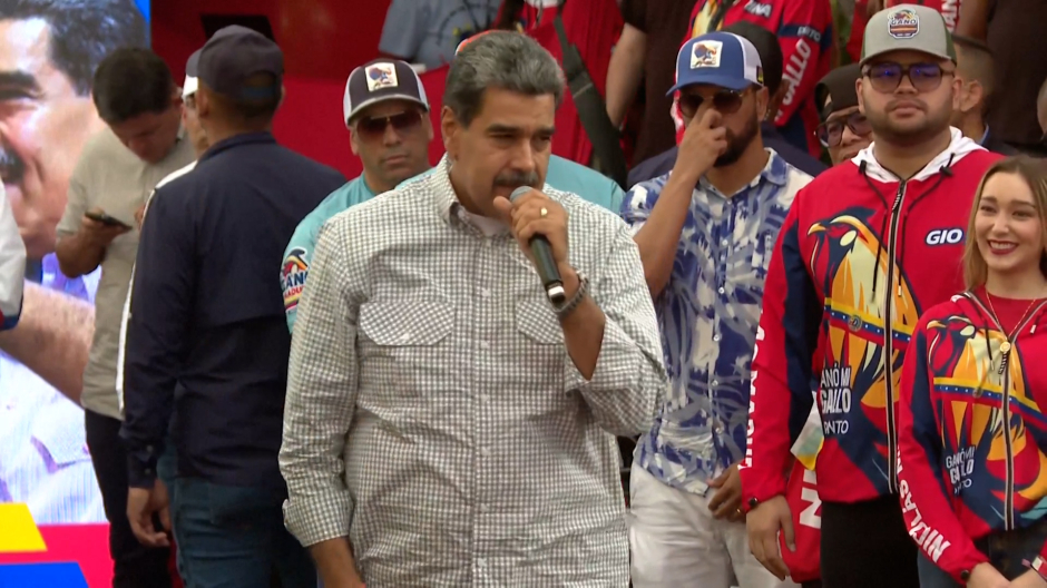 Nicolás Maduro durante su discurso en un acto del chavismo en Caracas