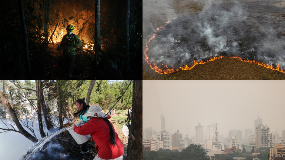 Recopilación de imágenes de varios incendios en Hispanoamérica