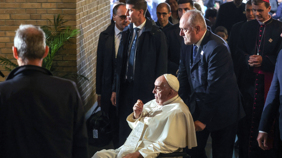 El Santo Padre, durante su visita en Bélgica