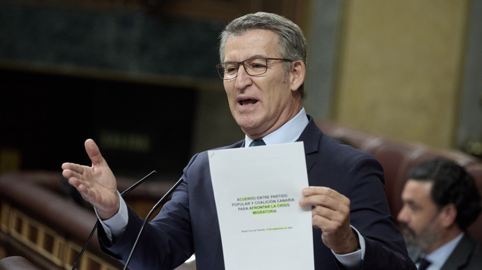 El líder del Partido Popular, Alberto Núñez Feijóo, en el Congreso