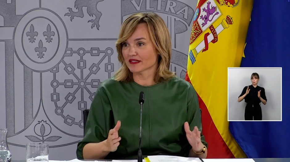 Pilar Alegría durante la reunión tras el Consejo de Ministros