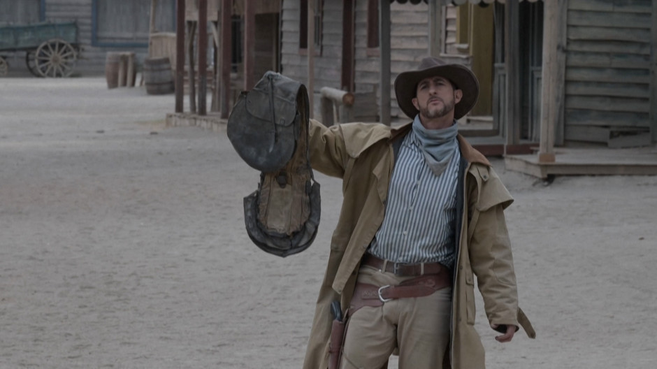 Un actor en uno de los shows de los Estudios de cine Fort Bravo, en el desierto de Tabernas, en Almería