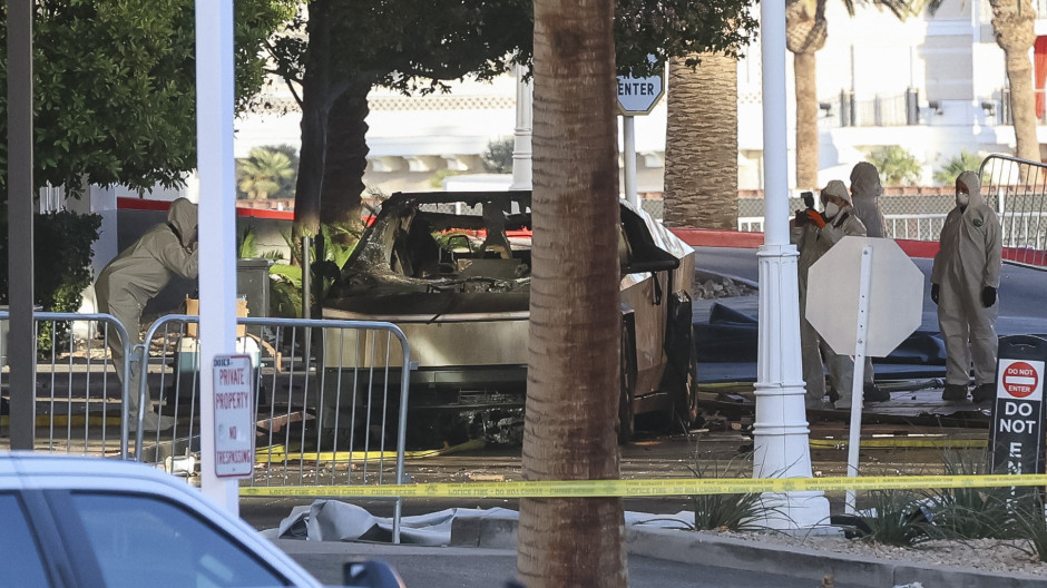 Tesla Cybertruck que explotó frente al vestíbulo del hotel del presidente electo de Estados Unidos, Donald Trump