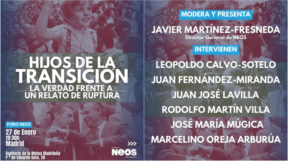 NEOS organiza el foro «Hijos de la transición. La verdad frente a un relato de ruptura»