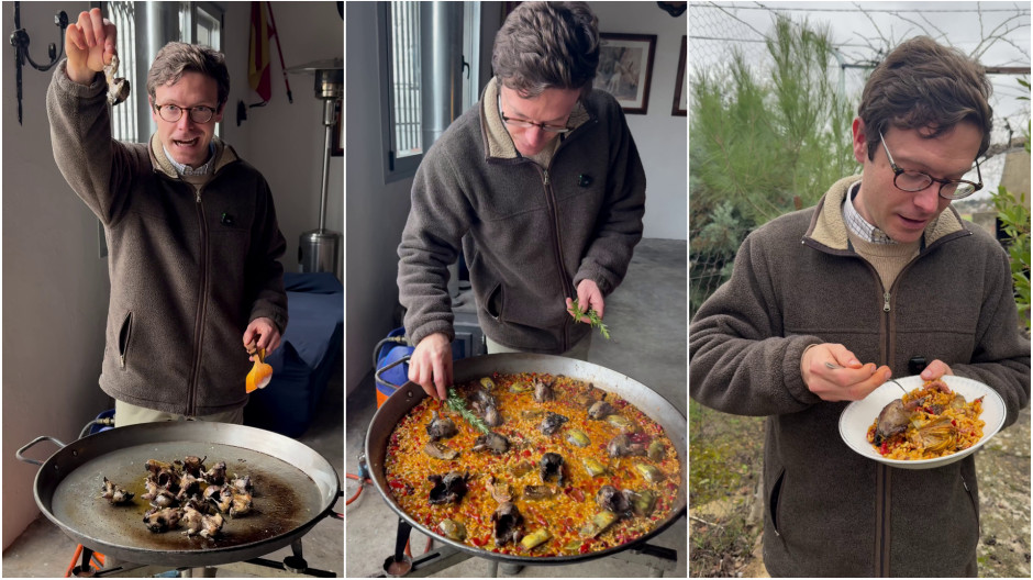 La sencilla, pero efectiva, receta de la paella de zorzales, alcachofa y foie