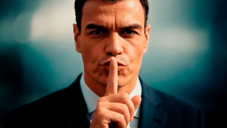 Montaje de Pedro Sánchez diseñado con IA por el Partido Popular