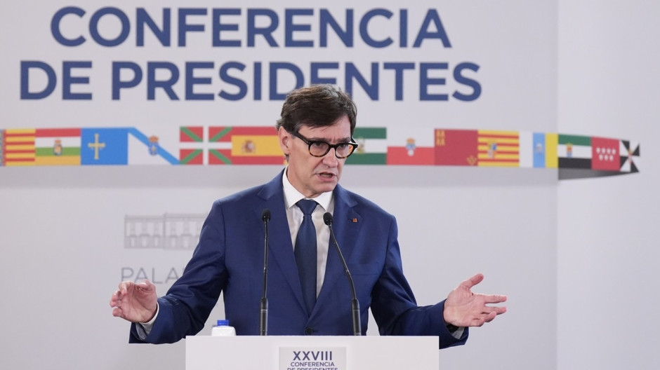 El presidente de la Generalitat, Salvador Illa, durante la rueda de prensa