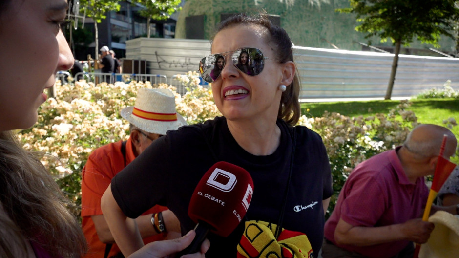 Manifestante en la concentración del PP «Mafia o democracia» el pasado 8 de junio