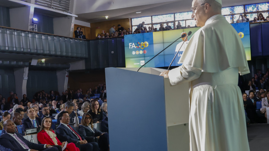 El Papa, durante su intervención en el Día Mundial de la Alimentación