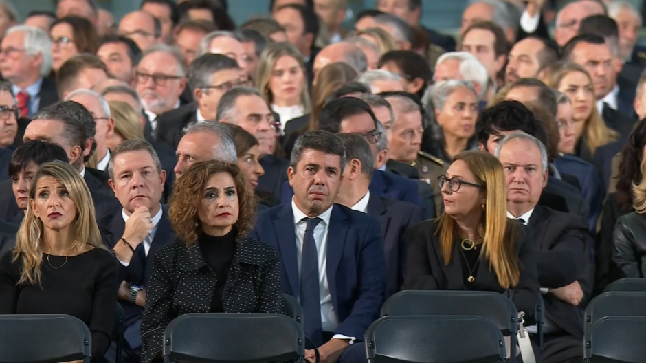 Carlos Mazón durante el funeral por las víctimas de la dana