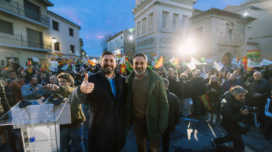 Santiago Abascal y Alejandro Nolasco, en Utebo (Zaragoza)
