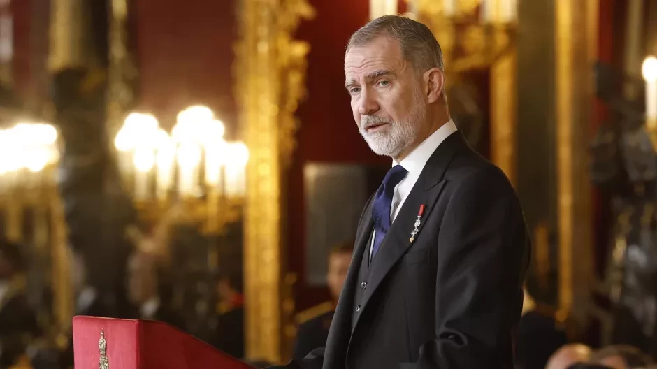 El Rey dirige unas palabras en la recepción al Cuerpo Diplomático este viernes